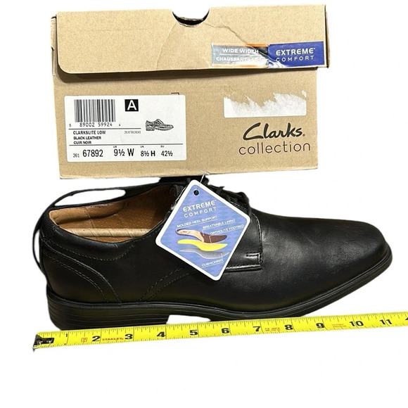 Clark’s leather shoes.9.5W, NEW!black Oxford ,Clarkslite low , career ,event - Picture 3 of 15
